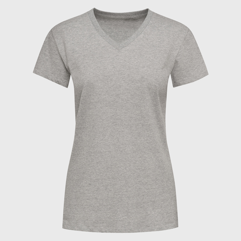 V-Neck T-Shirt für Frauen sports grey Bio-baumwolle selbst gestalten