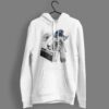 Kosmonaut im All Hoodie Herren grau melliert Motiv in Graustufen mit royalblauen Akzenten