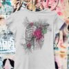 Skelett mit Blumen T-Shirt Bio-baumwolle fairtrade zertifiziert blumig-schauriges Motiv