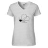 T-Shirt Biene Abstrakt Motiv in schwarz auf hellgrauem T-Shirt mit V-Ausschnitt aus Bio-Baumwolle Fairtrade zertifiziert