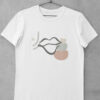 Lippen Lineart T-Shirt weiß mit Motiv in Pastelltönen