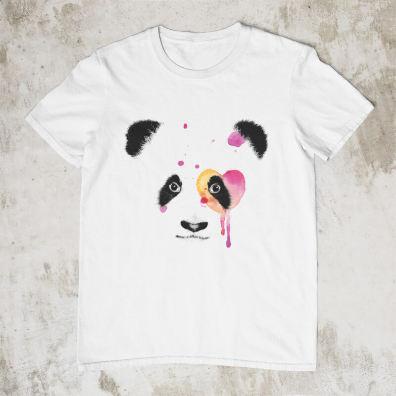 Panda mit Herz T-Shirt weiß aus Bio-baumwolle mit Tiermotiv