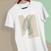 T-Shirt Lineart Nackte Frau Bio-Baumwolle weiß mir grün-beigem Motiv