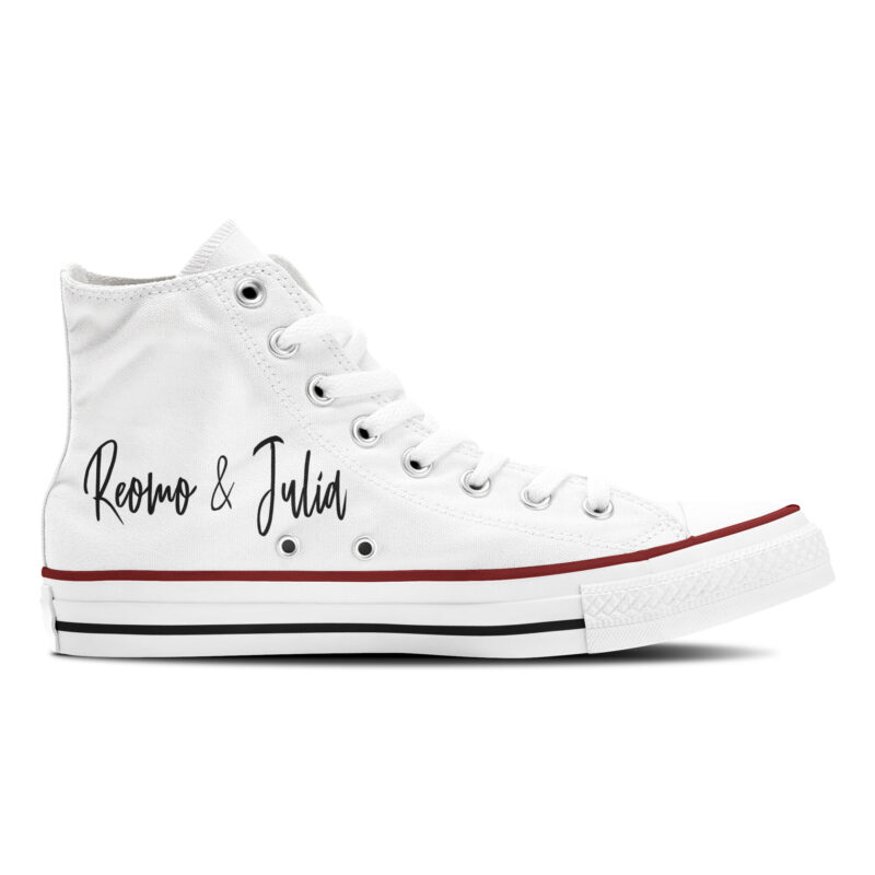 Together Forever Hochzeit Sneaker Canvasschuhe Converse oder Classic in weiß Innenansicht