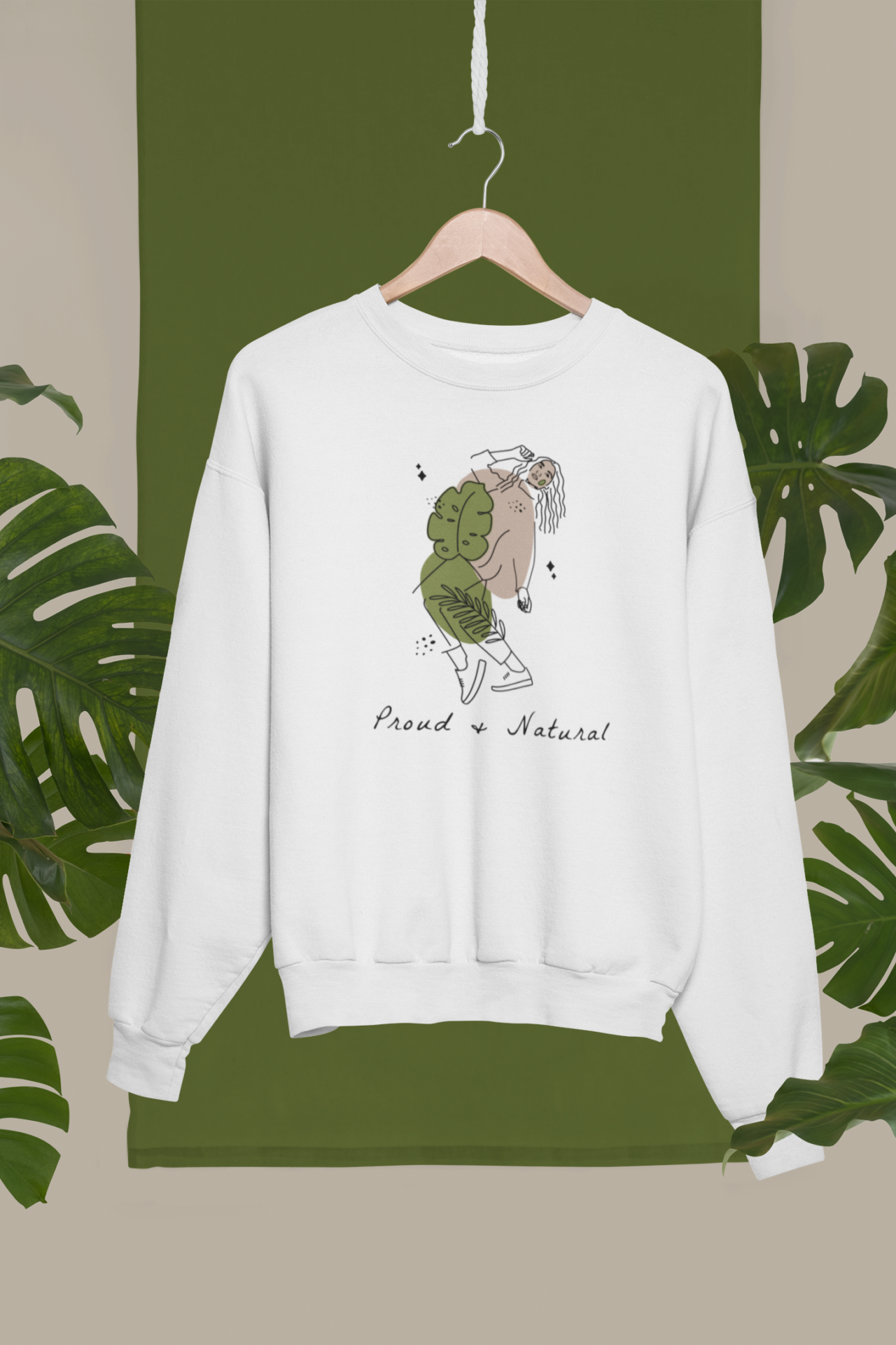 Proud and Natural Sweatshirt weiß mit femininem Motiv