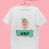 T-Shirt Pop Art Eis Becher Wow Motiv auf weiß